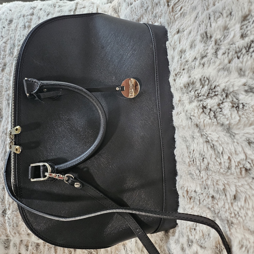 Pulicati Black Shoulder Bag with Gold Hardware